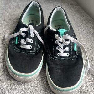 Vans Black and Mint Canvas Shoes